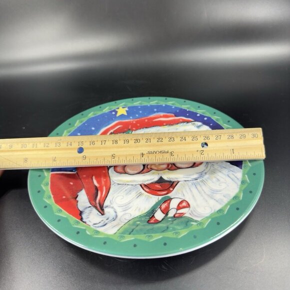 2006 Hobby Lobby Ceramic Round Dish Plate Set 4 Santa Claus Holiday Christmas - Picture 5 of 16